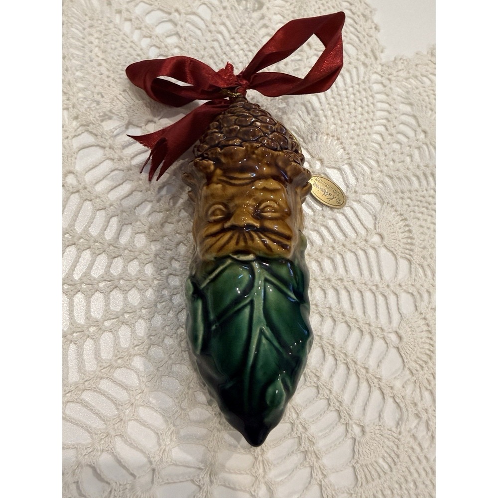 Katherine's Collection Ornament Whimsical Green Man Pinecone Leaf Holiday